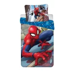 Lenjerie Pat copii, Spider-Man, 1 persoană, Reversibilă, Microfibră, multicolor, 140x200 cm