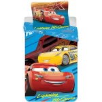 Set Lenjerie De Pat Pentru Copii Disney Cars McQueen, 90x140 cm, 40x55 cm, Bumbac 100%, Multicolor