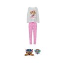 Pijama pentru fete, cu mânecă lungă, gri-roz, Paw Patrol