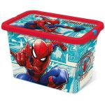 Cutie pentru depozitarea jucăriilor Stor, model Spider-Man, cu capac, 7l, multicolor, 18.5x19.2x28.7 cm
