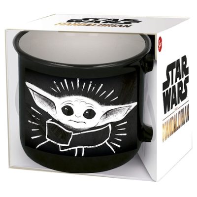 Cană Star Wars The Mandalorian - Baby Yoda, negru cu design alb