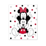 Păturică flecee, Minnie and Mickey, albă cu buline, 140x100 cm