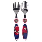 Set tacâmuri, lingură și furculiță metalică, multicolor, Spiderman
