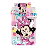 Set lenjerie pat copii, multicolor, 2 piese, 100% bumbac, 100x135 cm, 40x60, Pink Square, Minnie Mouse, Disney