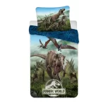 Set lenjerie pat copii, multicolor, 2 piese, 100% bumbac, 140×200 cm, 70×90, Forest, Jurassic World