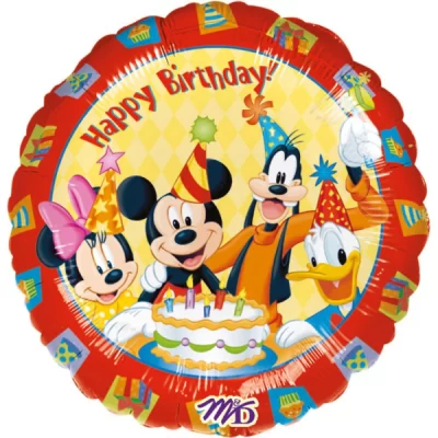 Balon folie metalizată Mickey Happy Birthday Anagram Multicolor 43cm