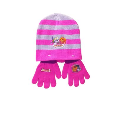 Set căciulă și mănuși pentru fete multicolor Paw Patrol