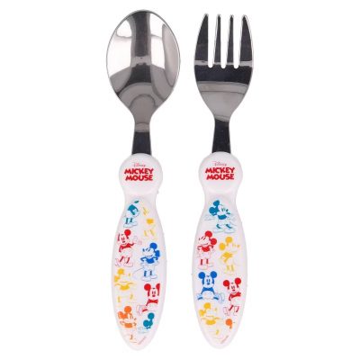 Set 2 tacâmuri, furculiță și lingură pentru copii Mickey Mouse