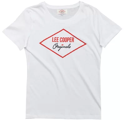 Tricou basic de damă, alb, 100% bumbac, Lee Cooper Originals
