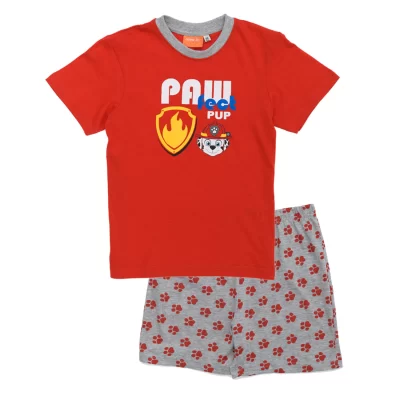 Pijama copii, cu mânecă scurtă, roșu/gri, Paw Patrol