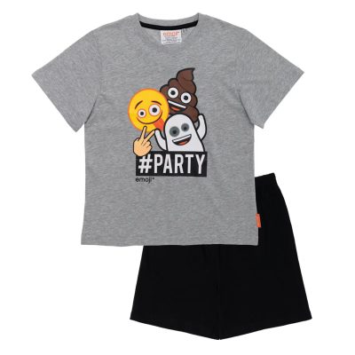 Pijama copii, cu mânecă scurtă, multicolor, Emoji