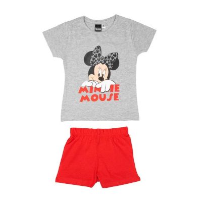 Pijama copii, cu mânecă scurtă, roșu/gri, Minnie Mouse, Disney, mm01