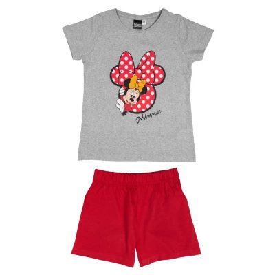 Pijama copii, cu mânecă scurtă, roșu/gri, Minnie Mouse, Disney