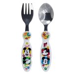 Set 2 tacâmuri, furculiță și lingură pentru copii Mickey Mouse, Fun-Tastic 15.5 cm Alb
