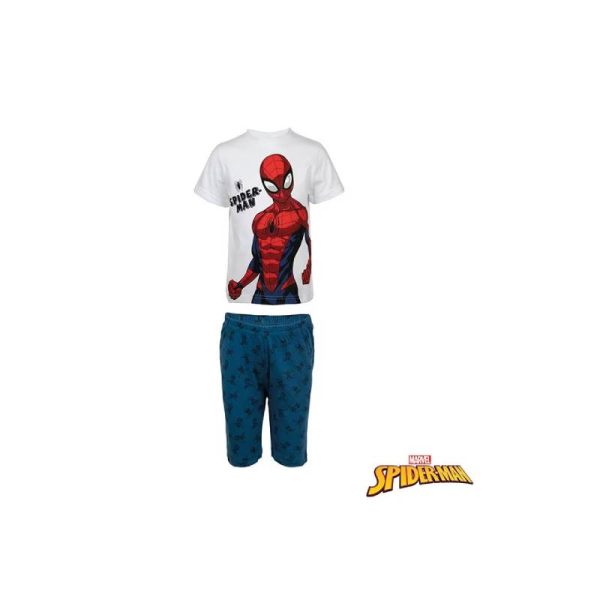 pijama copii cu mânecă scurtă alb/albastru Spiderman
