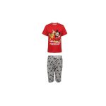 Pijama copii, cu mânecă scurtă, 100% bumbac, roșu/gri, Mickey Mouse, Disney, spi220