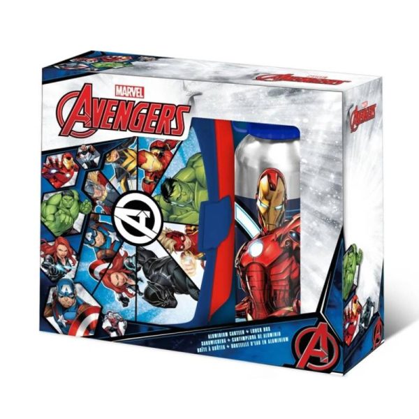 Set cutie sandwich plastic și sticlă apă din aluminiu Avengers