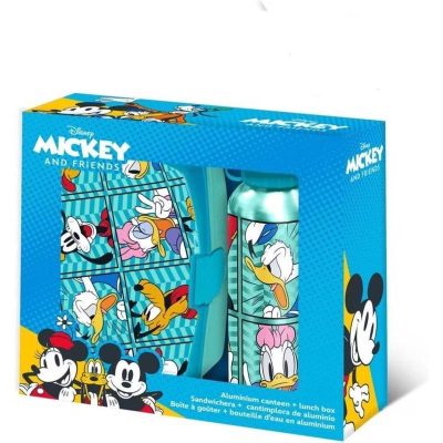 Set cutie sandwich plastic și sticlă apă din aluminiu Mickey Mouse