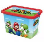 Cutie pentru depozitarea jucăriilor, model Super Mario, cu capac, 7 l, multicolor, 18.5x19.2x28.7 cm