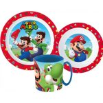 Set mic dejun, Super Mario, 3 piese, pentru microunde, plastic, Multicolor