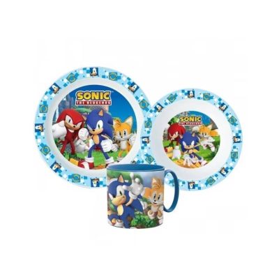 Set masă Sonic 3 piese cană farfurie castron multicolor
