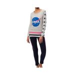 Pijamale damă cu mânecă lungă, gri, 100% bumbac, NASA
