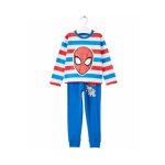 Pijama copii, cu mânecă lungă, 100% bumbac, albastru,  Spiderman