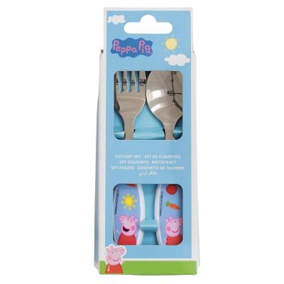 Set 2 tacâmuri furculiță și lingură pentru copii Peppa Pig