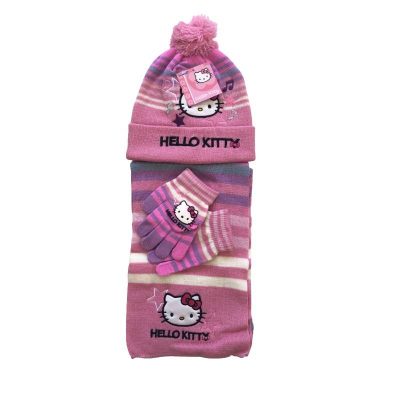 Set iarnă căciulă mănuși fular Hello Kitty Roz