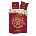 Set pilotă + 1 față pernă Aymax, Hogwarts/Harry Potter, 140x200/63x63 cm, Roșu închis