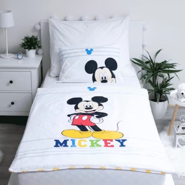 Set lenjerie pat copii, 100% bumbac, multicolor, 2 piese, 100×135 cm, 40×60, Fun, Mickey Mouse