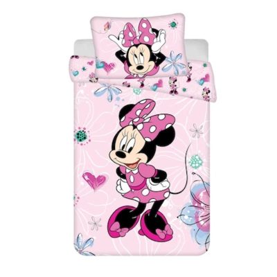 Set lenjerie pat copii, 100% bumbac, multicolor, 2 piese, 100×135 cm, 40×60, Flowers, Minnie Mouse