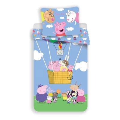 Set lenjerie pat copii, 100% bumbac, multicolor, 2 piese, 140×200 cm, 70×90, Ball, Peppa Pig