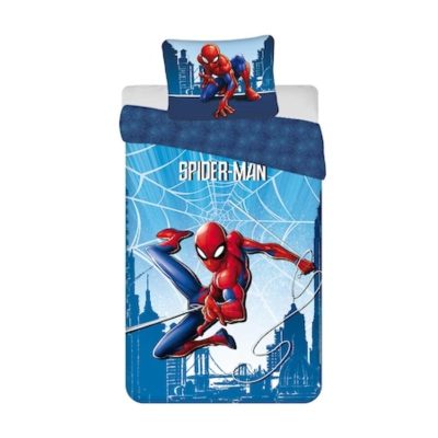 Set lenjerie pat copii 100% bumbac multicolor Blue Spiderman