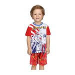 Pijama copii, cu mânecă scurtă, 100% bumbac, roșu, Avengers