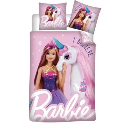 Set lenjerie pat copii multicolor Unicorn Barbie