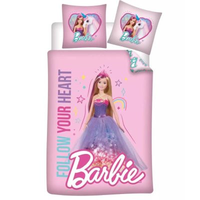 Set lenjerie pat copii 100% bumbac Follow Your Heart Barbie