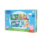 Puzzle copii, 4 în 1, 29x19 cm, Peppa Pig, 12, 16, 20, 24 piese