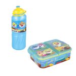 Set sticlă apă pentru copii, 400 ml și cutie sanwich multicompatimente, Homio, multicolor, plastic Fără BPA, Baby Shark
