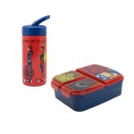 Set sticlă apă pentru copii, 410 ml și cutie sanwich multicompatimente, Homio, multicolor, plastic Fără BPA, Avengers