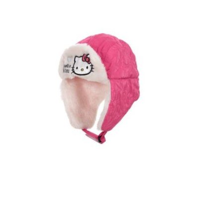 Căciulă fâș îmblănită Hello Kitty cu urechi Roz