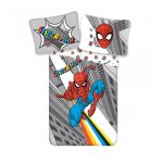 Lenjerie de pat pentru copii tematică Spiderman 2 Piese 140×200 cm husă pilotă 2 fete, 70×90 cm husă pernă 2 fete, 100% Bumbac