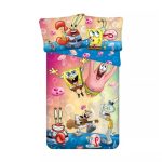 Set lenjerie de pat, SpongeBob, 140x200cm 70x90cm, Microfibră, Multicolor