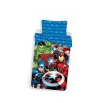 Set lenjerie de pat copii  Avengers team, fosforescent, bumbac, 2 piese, 140x200 cm, 70x90 cm