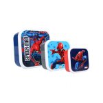 Caserolă alimente pentru copii set lunch box 3 în 1 Spiderman, 12 x 12 x 6 cm
